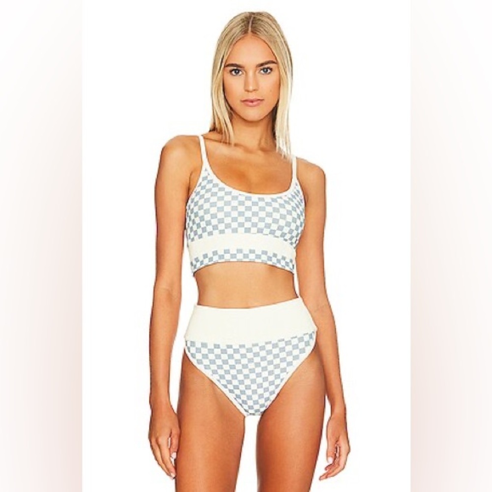 Beach Riot Blue and White Checkered Bikini